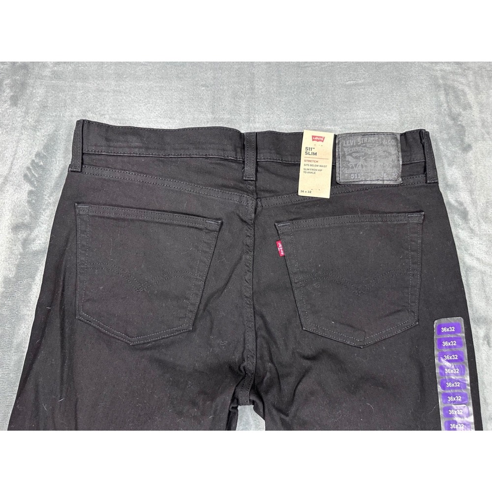 Levis 511 Slim Fit Stretch Jeans Black Mens 36x32 04511-5264 NEW - Picture 13 of 14